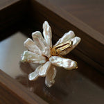 French Natural Toothpick Baroque Pearls Flower Earrings - floysun