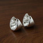 French Sculptural Triangular Huggie Earrings - Sleek 925 Sterling Silver Wide Hoop - floysun