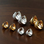 French Sculptural Triangular Huggie Earrings - Sleek 925 Sterling Silver Wide Hoop - floysun