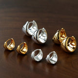 French Sculptural Triangular Huggie Earrings - Sleek 925 Sterling Silver Wide Hoop - floysun