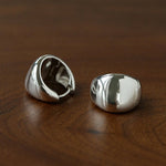 French Sculptural Triangular Huggie Earrings - Sleek 925 Sterling Silver Wide Hoop - floysun