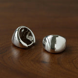 French Sculptural Triangular Huggie Earrings - Sleek 925 Sterling Silver Wide Hoop - floysun