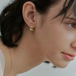 French Sculptural Triangular Huggie Earrings - Sleek 925 Sterling Silver Wide Hoop - floysun