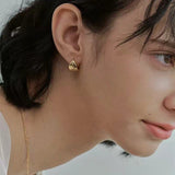 French Sculptural Triangular Huggie Earrings - Sleek 925 Sterling Silver Wide Hoop - floysun