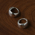 French Sculptural Triangular Huggie Earrings - Sleek 925 Sterling Silver Wide Hoop - floysun
