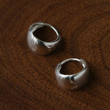 French Sculptural Triangular Huggie Earrings - Sleek 925 Sterling Silver Wide Hoop - floysun