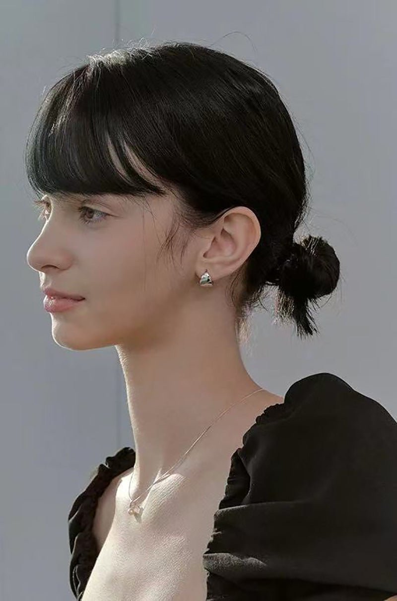 French Sculptural Triangular Huggie Earrings - Sleek 925 Sterling Silver Wide Hoop - floysun