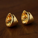 French Sculptural Triangular Huggie Earrings - Sleek 925 Sterling Silver Wide Hoop - floysun