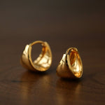 French Sculptural Triangular Huggie Earrings - Sleek 925 Sterling Silver Wide Hoop - floysun