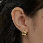 French Sculptural Triangular Huggie Earrings - Sleek 925 Sterling Silver Wide Hoop - floysun