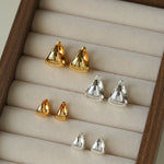 French Sculptural Triangular Huggie Earrings - Sleek 925 Sterling Silver Wide Hoop - floysun