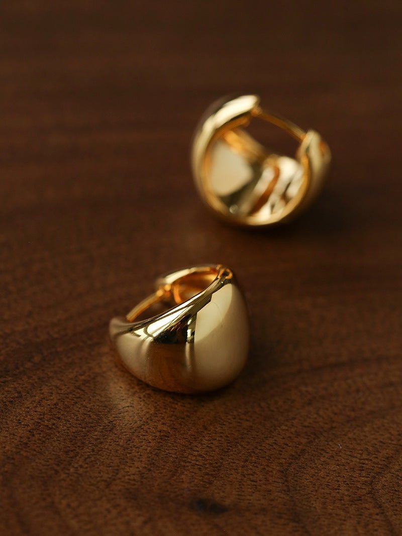 French Sculptural Triangular Huggie Earrings - Sleek 925 Sterling Silver Wide Hoop - floysun