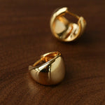French Sculptural Triangular Huggie Earrings - Sleek 925 Sterling Silver Wide Hoop - floysun