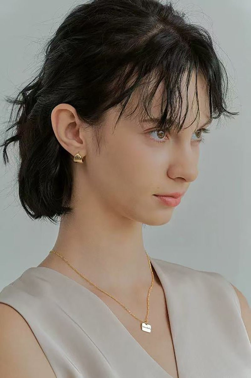 French Sculptural Triangular Huggie Earrings - Sleek 925 Sterling Silver Wide Hoop - floysun