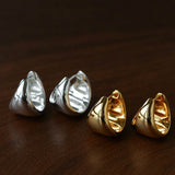 French Sculptural Triangular Huggie Earrings - Sleek 925 Sterling Silver Wide Hoop - floysun