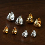 French Sculptural Triangular Huggie Earrings - Sleek 925 Sterling Silver Wide Hoop - floysun