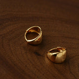 French Sculptural Triangular Huggie Earrings - Sleek 925 Sterling Silver Wide Hoop - floysun
