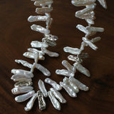 French Statement Petal Baroque Pearl Necklace - Chunky Biwa Stick Pearl Choker - floysun