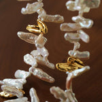 French Statement Petal Baroque Pearl Necklace - Chunky Biwa Stick Pearl Choker - floysun