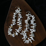 French Statement Petal Baroque Pearl Necklace - Chunky Biwa Stick Pearl Choker - floysun