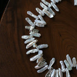 French Statement Petal Baroque Pearl Necklace - Chunky Biwa Stick Pearl Choker - floysun