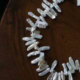 French Statement Petal Baroque Pearl Necklace - Chunky Biwa Stick Pearl Choker - floysun
