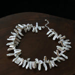French Statement Petal Baroque Pearl Necklace - Chunky Biwa Stick Pearl Choker - floysun