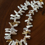 French Statement Petal Baroque Pearl Necklace - Chunky Biwa Stick Pearl Choker - floysun