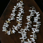 French Statement Petal Baroque Pearl Necklace - Chunky Biwa Stick Pearl Choker - floysun
