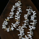 French Statement Petal Baroque Pearl Necklace - Chunky Biwa Stick Pearl Choker - floysun