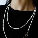 French Style Long Freshwater Pearl OT Clasp Lariat Necklace - floysun