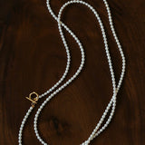 French Style Long Freshwater Pearl OT Clasp Lariat Necklace - floysun