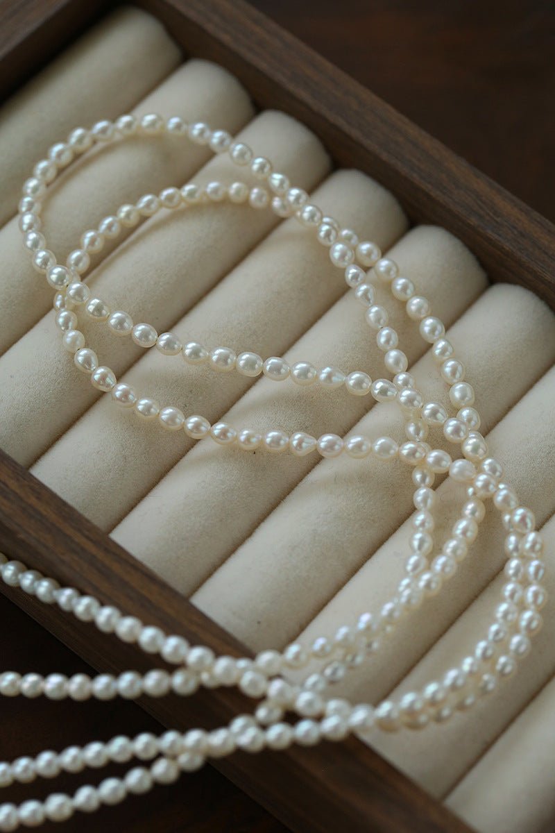 French Style Long Freshwater Pearl OT Clasp Lariat Necklace - floysun