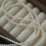 French Style Long Freshwater Pearl OT Clasp Lariat Necklace - floysun