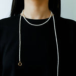 French Style Long Freshwater Pearl OT Clasp Lariat Necklace - floysun