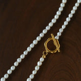 French Style Long Freshwater Pearl OT Clasp Lariat Necklace - floysun