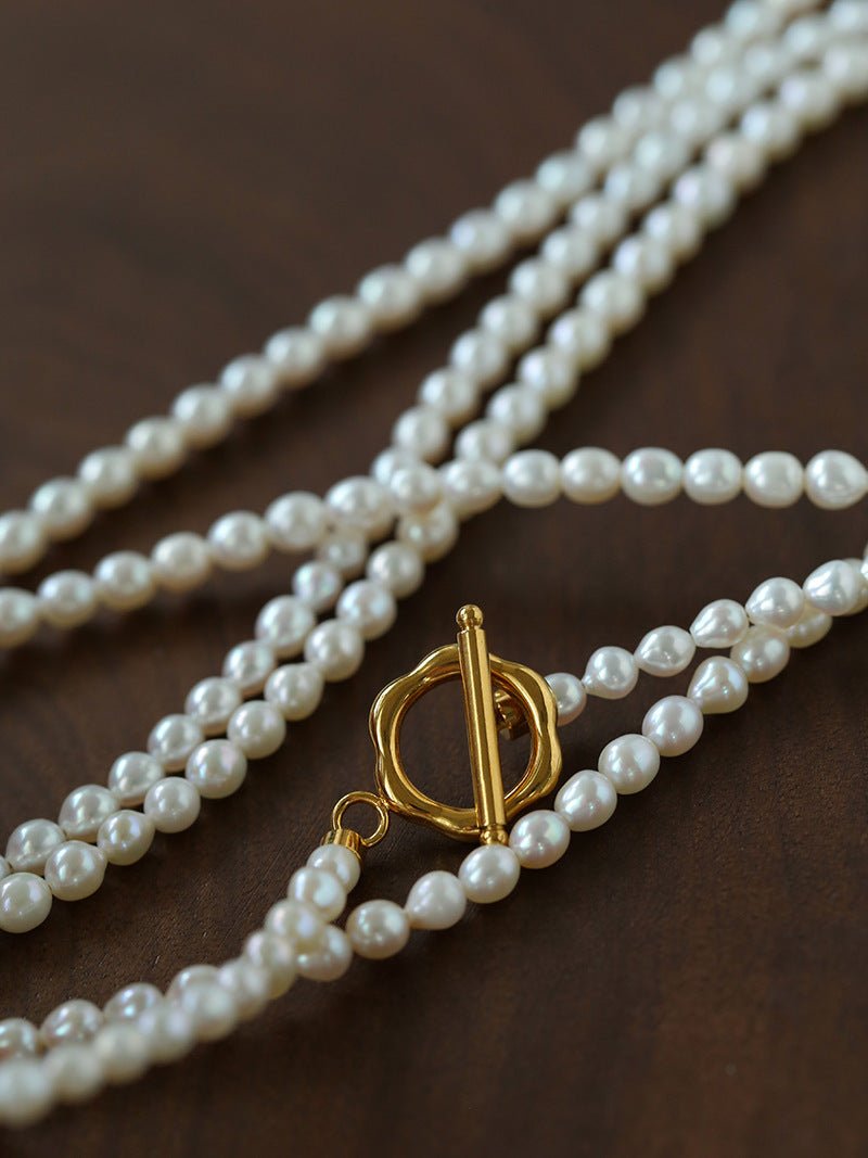 French Style Long Freshwater Pearl OT Clasp Lariat Necklace - floysun