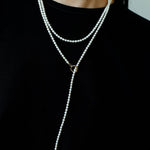 French Style Long Freshwater Pearl OT Clasp Lariat Necklace - floysun