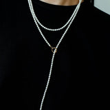 French Style Long Freshwater Pearl OT Clasp Lariat Necklace - floysun