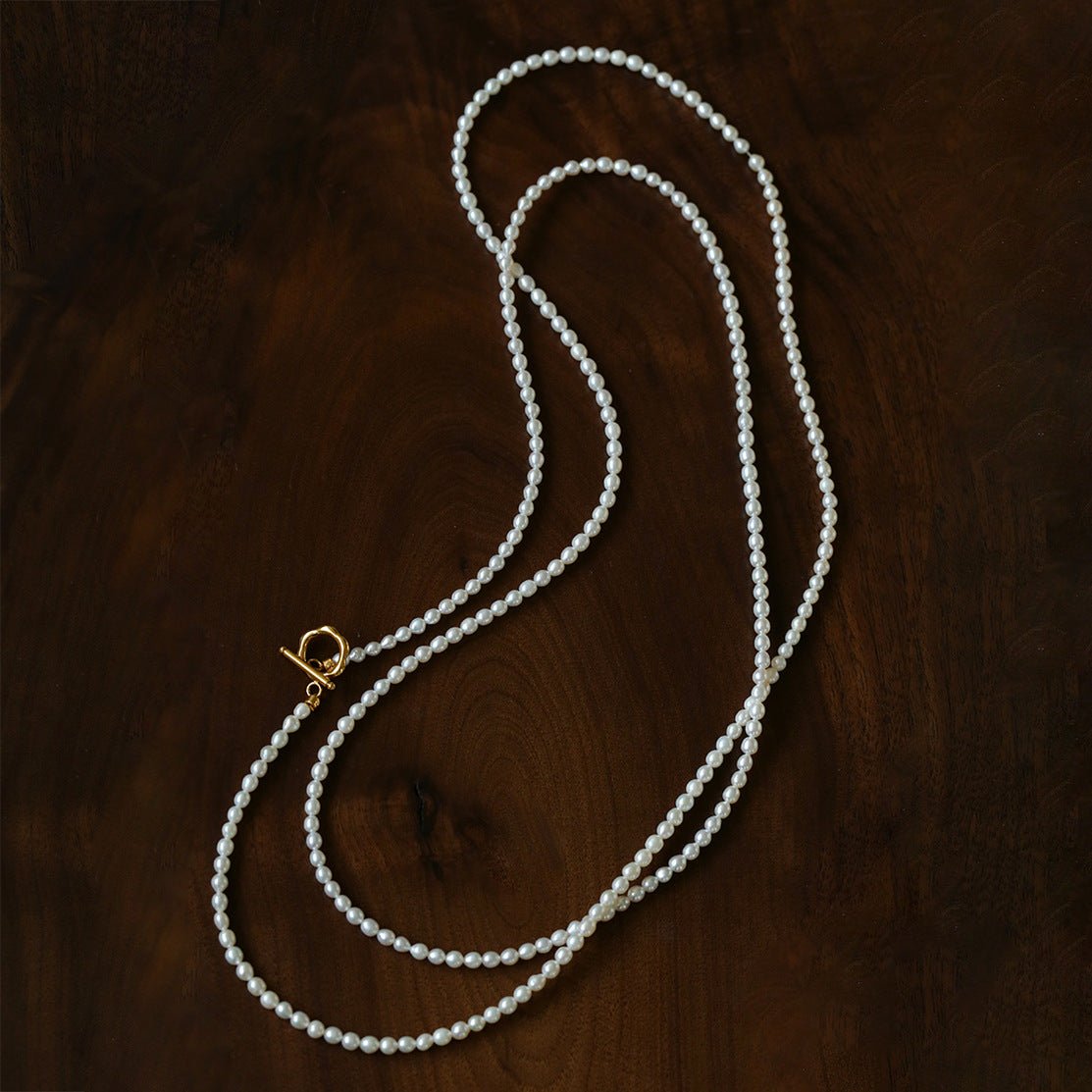 French Style Long Freshwater Pearl OT Clasp Lariat Necklace - floysun