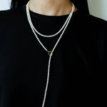 French Style Long Freshwater Pearl OT Clasp Lariat Necklace - floysun
