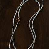 French Style Long Freshwater Pearl OT Clasp Lariat Necklace - floysun