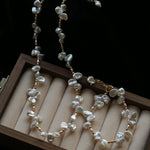 French - Style Natural Petal Pearl Necklace - floysun