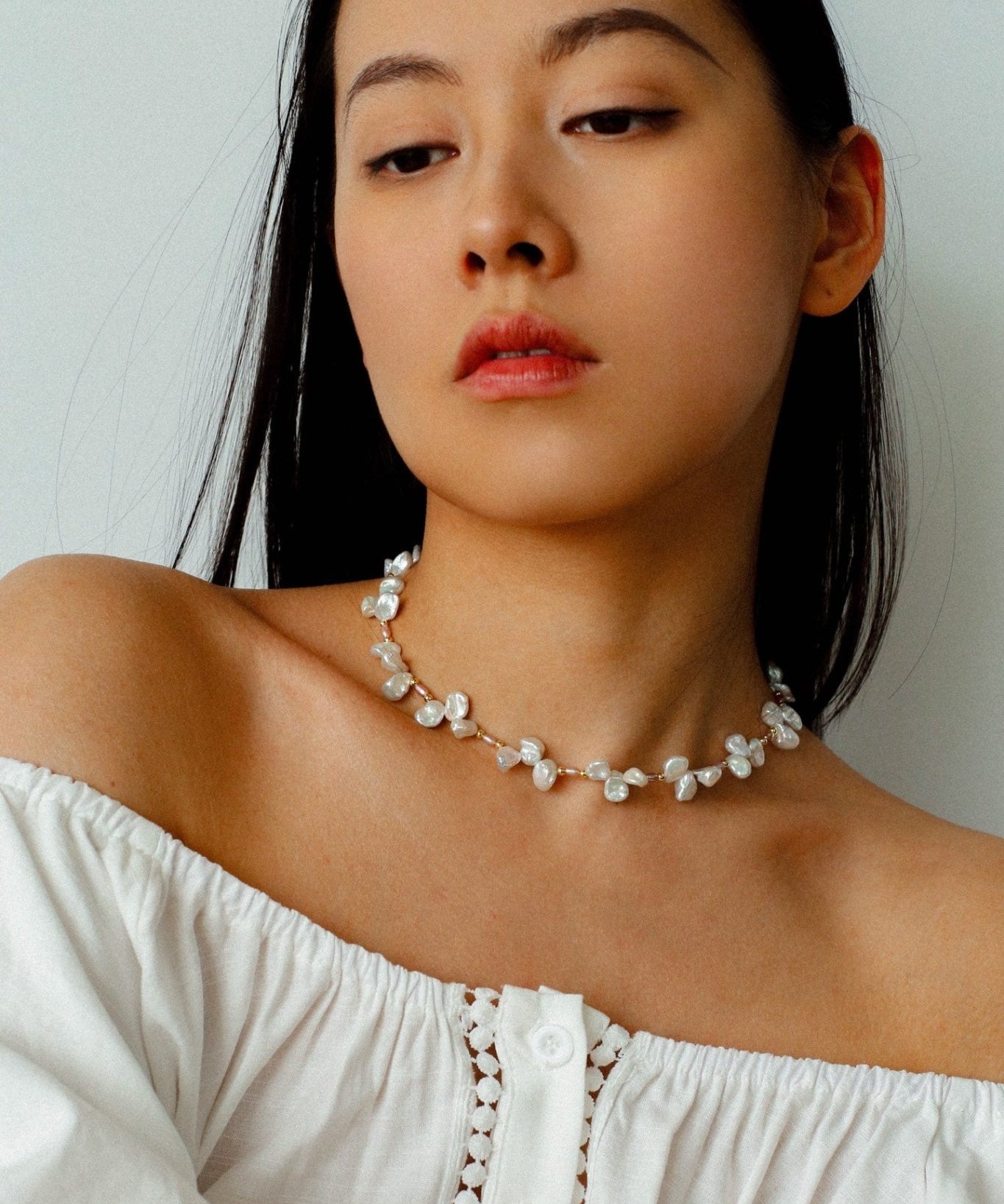 French - Style Natural Petal Pearl Necklace - floysun