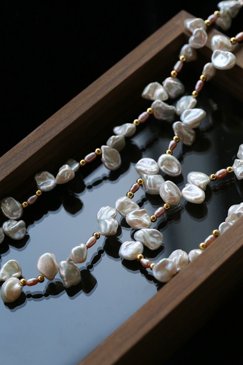French - Style Natural Petal Pearl Necklace - floysun