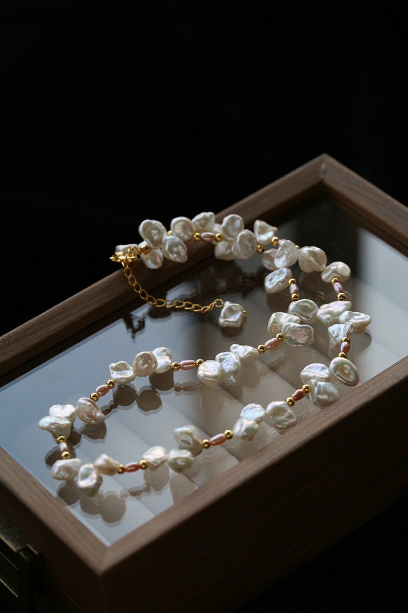 French - Style Natural Petal Pearl Necklace - floysun