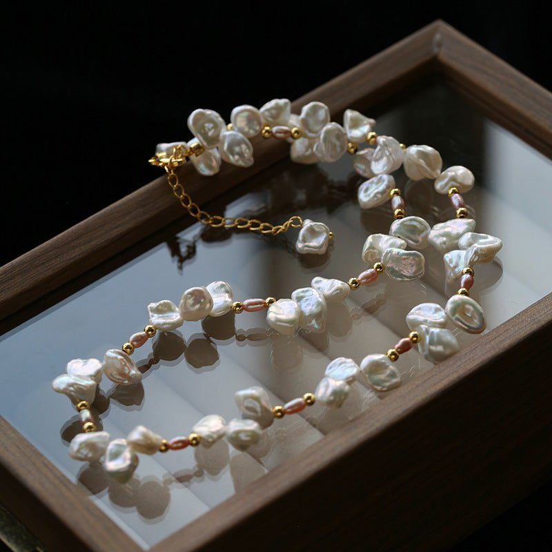French - Style Natural Petal Pearl Necklace - floysun