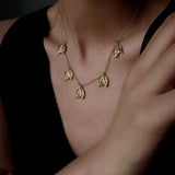 French Textured Tulip Station Choker - Liquid Metal Hammered Floral Layering Necklace - floysun