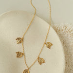 French Textured Tulip Station Choker - Liquid Metal Hammered Floral Layering Necklace - floysun