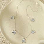 French Textured Tulip Station Choker - Liquid Metal Hammered Floral Layering Necklace - floysun